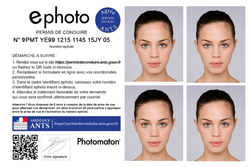 Exemple e-photo QR code agréé ANTS permis de conduire